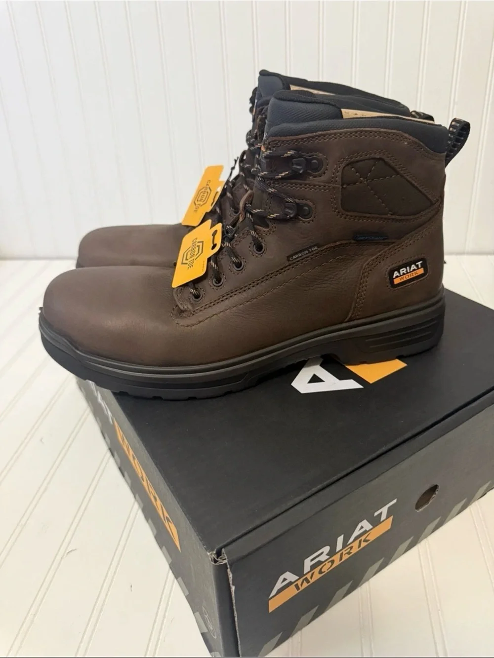 ARIAT Men’s Turbo 6” Waterproof Carbon Toe Work Boots –Durable Leather Boot 13M
